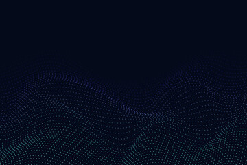 Obraz premium Green blue dotted wave – digital particle gradient, modern technology abstract background on black. The gradient effect adds depth and a sense of motion.