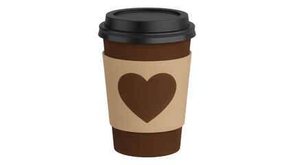 Warm up with a coffee to go featuring a heart design, perfect for Valentine's Day promotions, coffee shop ads, and romantic gestures on social media