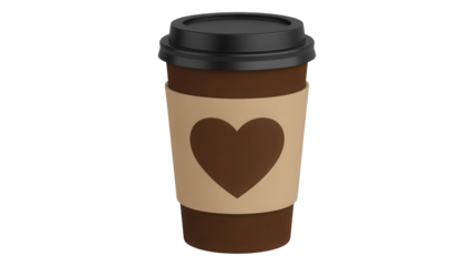 Warm up with a coffee to go featuring a heart design, perfect for Valentine's Day promotions, coffee shop ads, and romantic gestures on social media