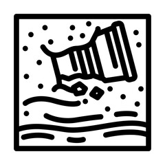 plastic debris beach microplastics line icon vector illustration
