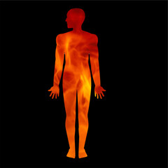 Fototapeta premium human body filled with fire concept heat body hot temperature concept summer fever body type illustration.eps