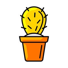 Potted cactus icon. Home decor element thin line illustration.