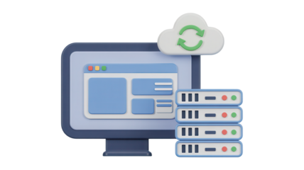 Streamline your cloud technology with this modern server setup featuring seamless data transfer, perfect for illustrating cutting-edge solutions and innovative systems