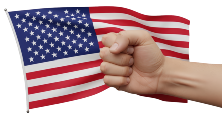 American Flag and Fist Symbolizing Patriotism Strength America hand clenched power unity pride symbol national freedom democracy protest resistance solidarity