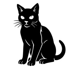Obraz premium Black Cat Sitting - Vector Illustration of a Pet Feline Silhouette