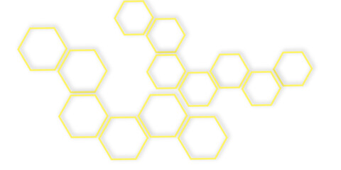 modern geometric design featuring yellow and white hexagons arranged on a clean white background, creating a minimalist abstract pattern