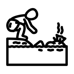 children contaminated pond line icon vector illustration