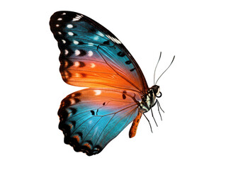 Orange and blue butterfly isolated on transparent background