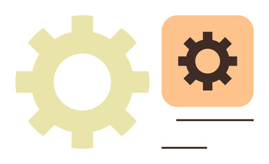 Cogwheel next to small icon suggesting system functionality, process optimization, or machine operation. Ideal for technology, innovation, engineering, teamwork, automation, technical efficiency