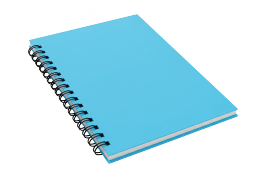 Blue spiral bound notebook isolated on transparent background