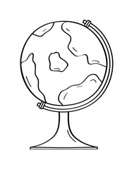 Globe cartoon doodle icon. Vector sketch, Earth Day concept, education and nature science. The illustration is isolated on a white background.