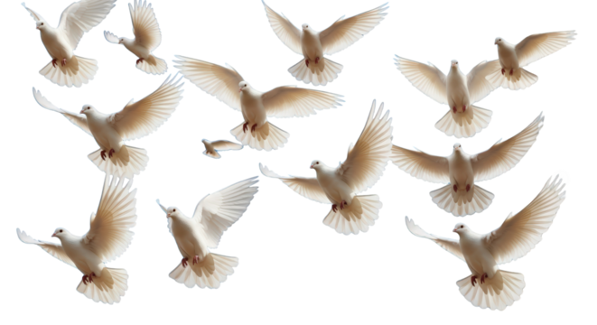 Flock of White Doves in Flight dove pigeon bird flying wings spread freedom peace symbol nature animal avian creature soaring