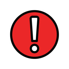 Vector illustration of a red warning sign. Exclamation point icon for danger or error.