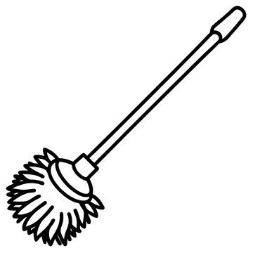 black and white mop cleaning clip art preview