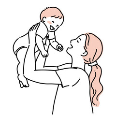 赤ちゃんを抱き上げる女性　カラー