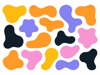 Abstract organic shapes in pastel and bold colors.