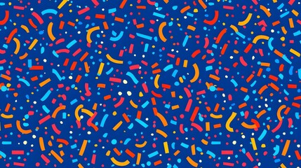Vibrant Confetti Seamless Pattern Blue Background