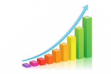 Colorful bar graph showing upward trend and growth