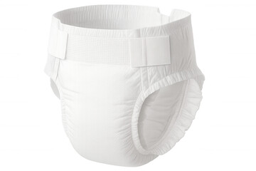 Studio shot of a white adult diaper isolated on a transparent background, perfect for health, hygiene, and medical-related projects