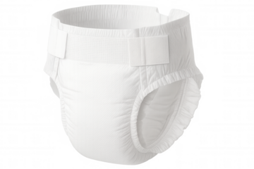 Studio shot of a white adult diaper isolated on a transparent background, perfect for health, hygiene, and medical-related projects