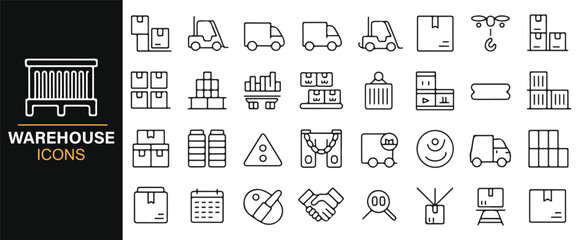 Collection of Warehouse Management Icons for Shipment and Storage Logistics