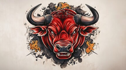 Angry Bull Portrait, Artistic Style