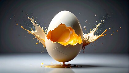 Cracked egg with yolk splash