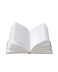 Open blank book isolated on transparent background
