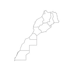 Fototapeta premium Art of outline map of morocco showing administrative divisions, isolated on transparent background