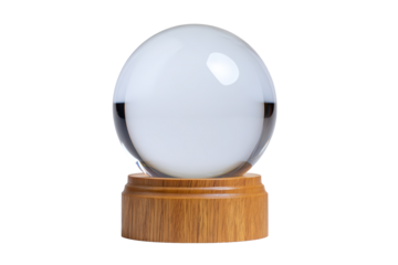 Crystal ball on a wooden stand isolated on transparent background