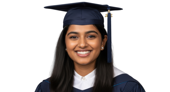 Happy Young Woman Graduation Portrait graduate student education achievement success cap gown academic ceremony female smiling proud celebration future knowledge
