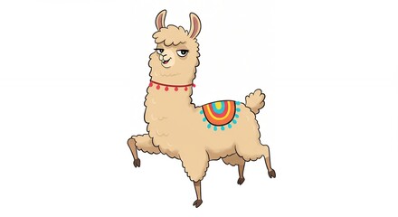 Cartoon llama illustration on white background