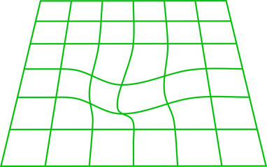Minimal neon green warped grid on a black background in perspective view, perfect for retro-futuristic, tech, sci-fi, or digital design projects.
