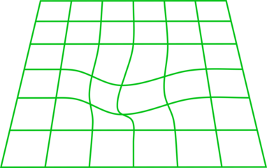 Minimal neon green warped grid on a black background in perspective view, perfect for retro-futuristic, tech, sci-fi, or digital design projects.
