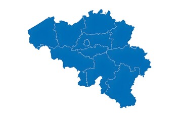 Fototapeta premium Belgium Map with Provinces, Blue Vector Graphic