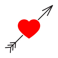 Arrow with heart vector icon. Love arrow illustration sign. Cupid symbol. Bow and arrows logo. Valentine's Day web icon.