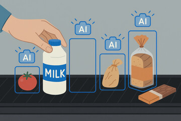 AI technology enhances production efficiency in industry by processing data to optimize product handling and quality control