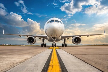 Airplane on Runway: Preparing for Takeoff