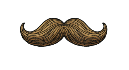 Textured Brown and Black Mustache Design facial hair texture striped detail close-up isolated white background masculine style grooming fashion accessory
