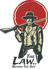 Cowboy and soldier with guns cartoon vector illustration