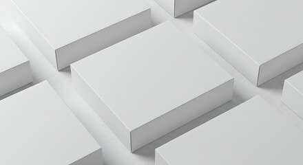 Minimalist Arrangement of Blank White Boxes with Clean Aesthetic