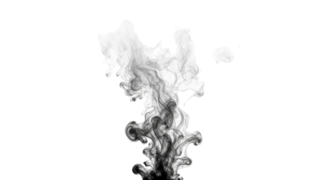 Smoke plume abstract shot isolated PNG with Transparent Background