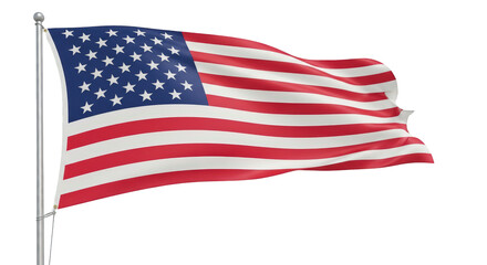 Fototapeta premium Waving American Flag on White Background 2 america usa united states stars stripes red blue patriotic national symbol freedom liberty