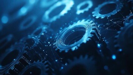 Interlocking gears with digital technology. - Powered by Adobe