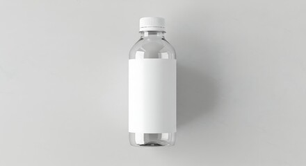 Minimalistic Transparent Bottle Mockup With Blank White Label Design
