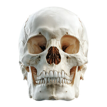 Anatomical Detailed Human Skull Realistic Representation on a Dark Background