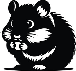 Cute Hamster Silhouette vector illustration isolated on a white background
