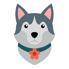 Charming dog face icon with a vibrant flower collar perfect for pet lovers and floral designs