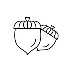 Acorn or oaknut seed flat vector icon for nature apps and websites.