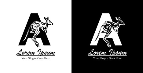 Kangaroo logo design combined with the letter A